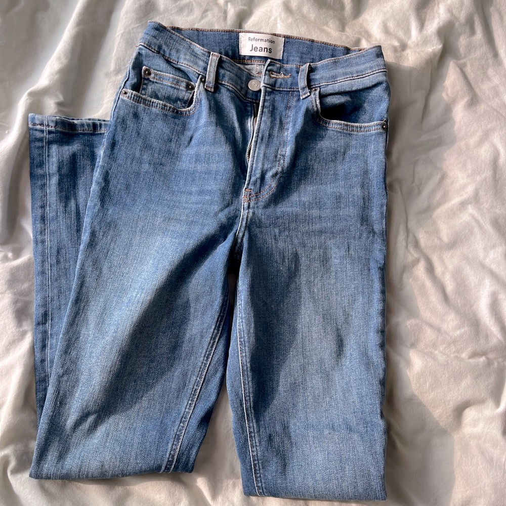 Reformation Sz 26 Blue High Waist Skinny Denim Jeans